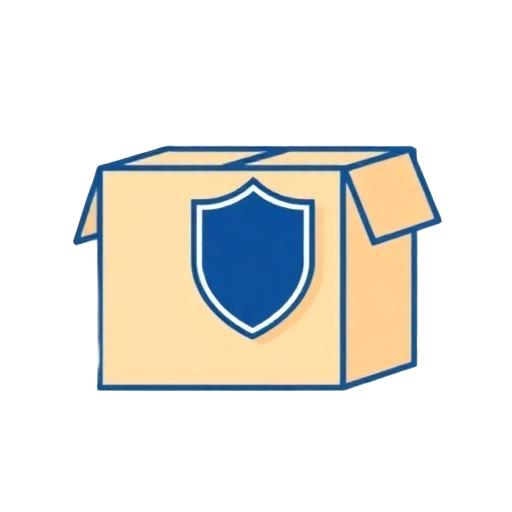 Damage-free packing box shield icon
